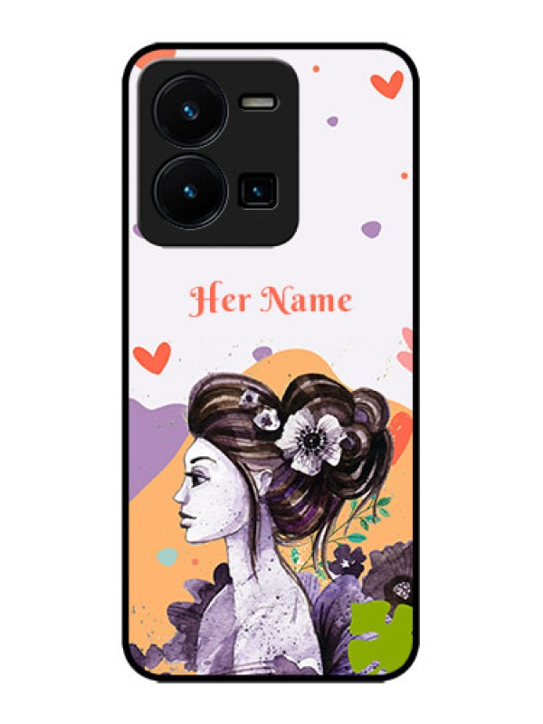 Custom Vivo Y35 Custom Metal Phone CaseWoman And Nature Design