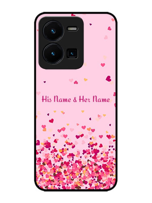 Custom Vivo Y35 Custom Metal Phone CaseFloating Hearts Design