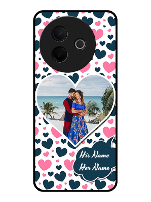 Custom Vivo Y39 5G Custom Metal Phone Case - Pink and Blue Heart Design