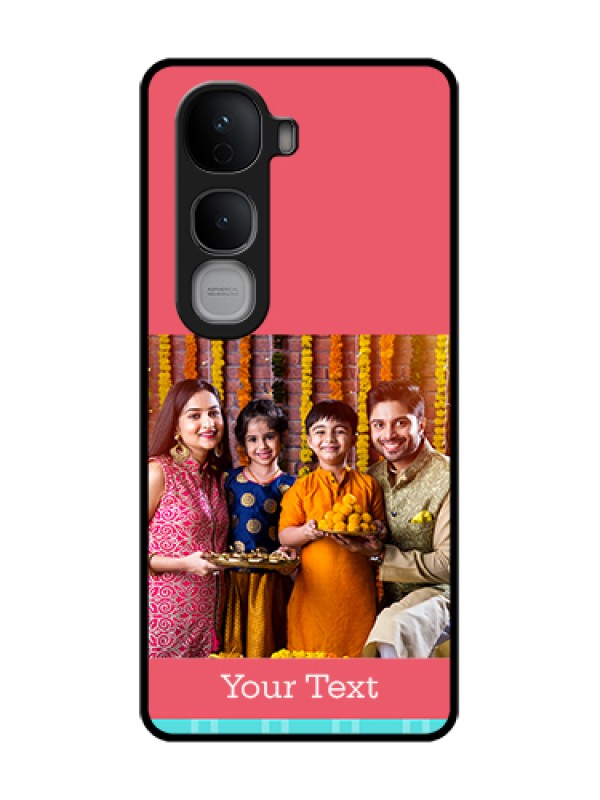 Custom Vivo Y400 Pro 5G Custom Metal Phone Case - Peach & Blue Color Design