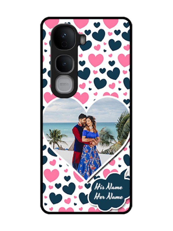 Custom Vivo Y400 Pro 5G Custom Metal Phone Case - Pink & Blue Heart Design