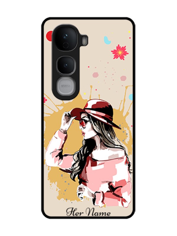 Custom Vivo Y400 Pro 5G Custom Metal Phone Case - Women With Pink Hat Design