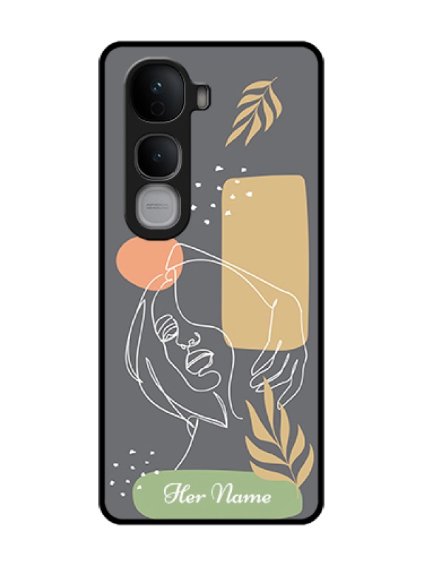 Custom Vivo Y400 Pro 5G Custom Metal Phone Case - Gazing Woman Line Art Design
