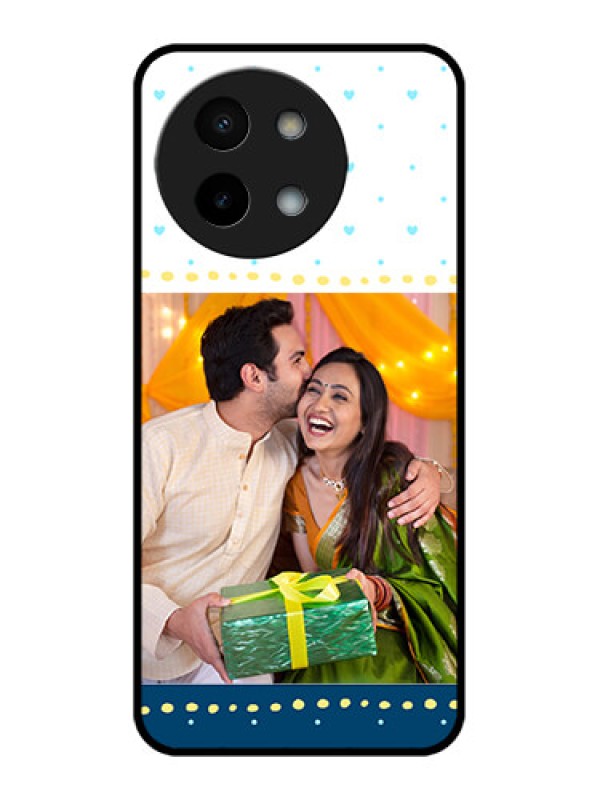 Custom Vivo Y58 5G Custom Metal Phone Case - White And Blue Abstract Design