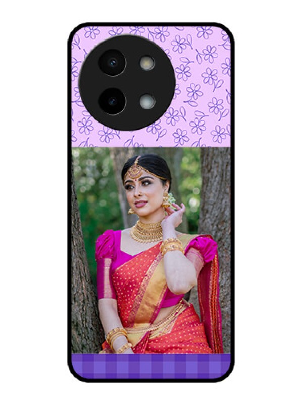 Custom Vivo Y58 5G Custom Metal Phone Case - Purple Floral Design