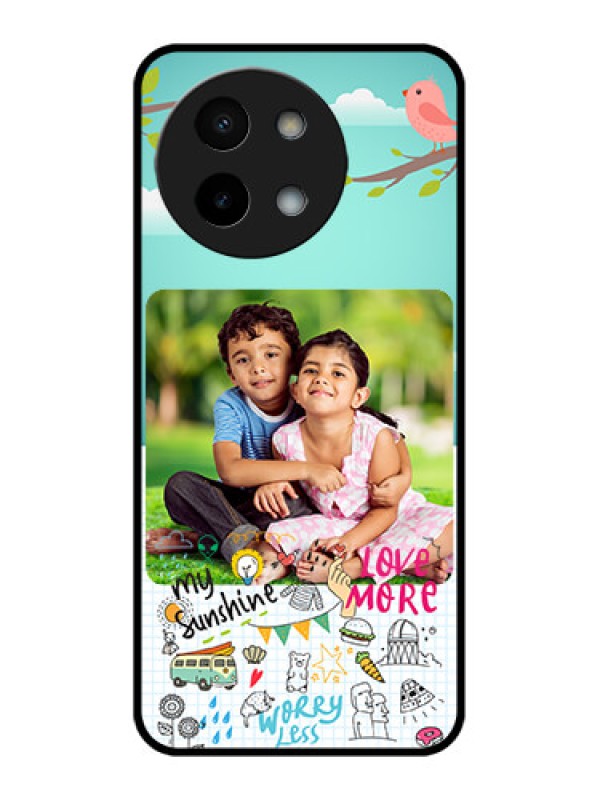 Custom Vivo Y58 5G Custom Metal Phone Case - Doodle Love Design