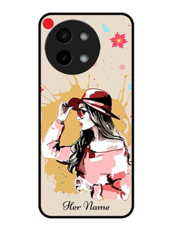 Custom Vivo Y58 5G Custom Metal Phone Case - Women With Pink Hat Design