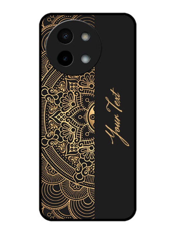 Custom Vivo Y58 5G Custom Metal Phone Case - Mandala Art With Custom Text Design