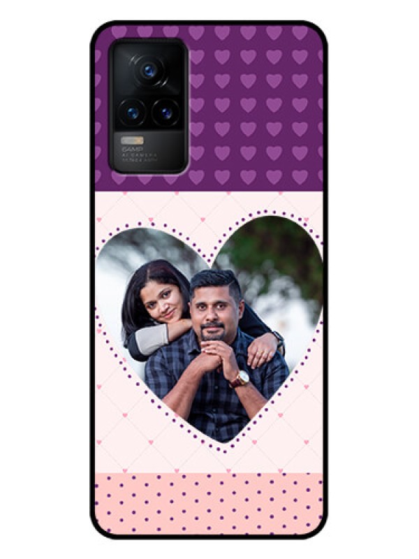 Custom Vivo Y73 Custom Metal Phone Case - Violet Love Dots Design