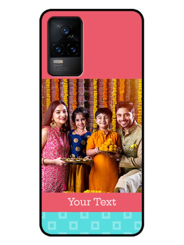 Custom Vivo Y73 Custom Metal Phone Case - Peach and Blue Color Design