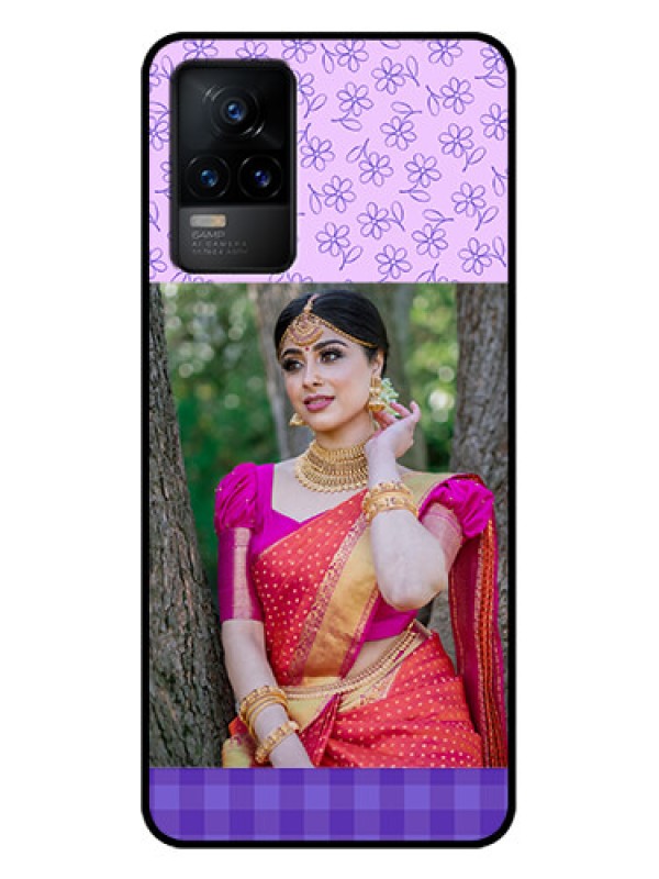 Custom Vivo Y73 Custom Metal Phone Case - Purple Floral Design