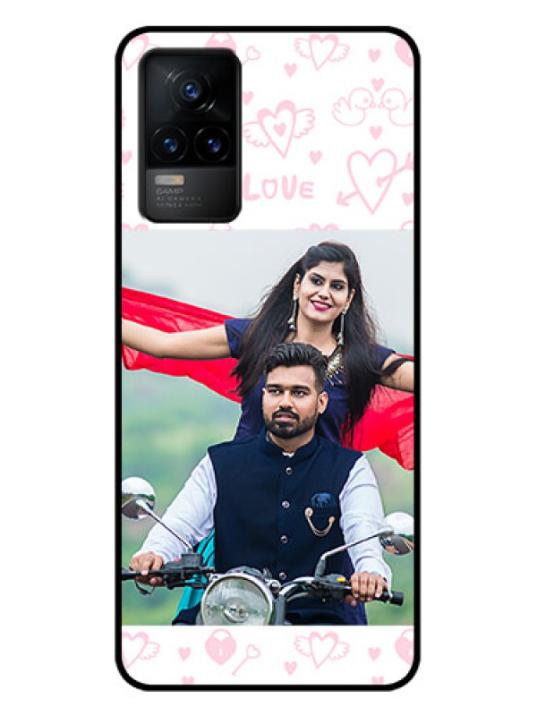 Custom Vivo Y73 Custom Metal Phone Case - Pink Flying Heart Design