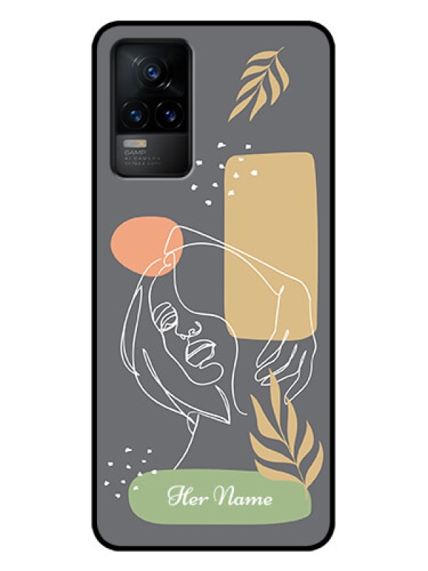 Custom Vivo Y73 Custom Metal Phone Case - Gazing Woman Line Art Design