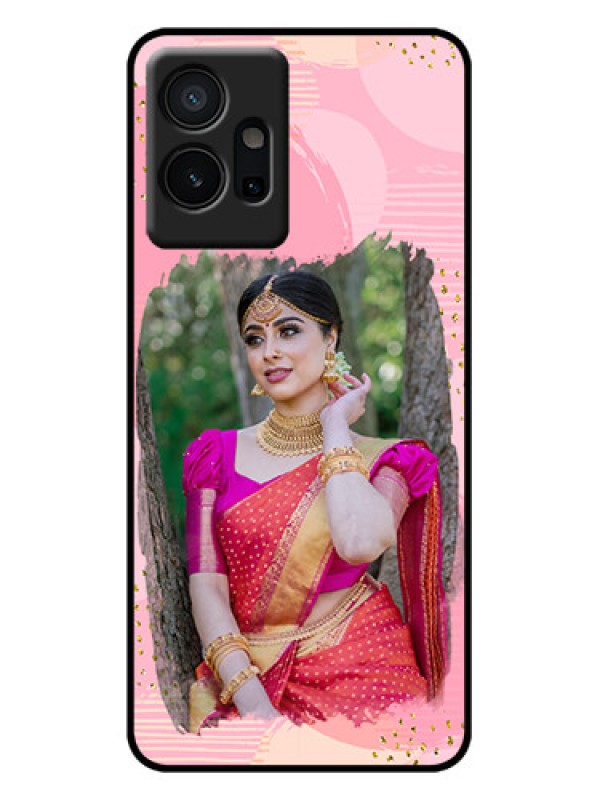 Custom Vivo Y75 5G Custom Metal Phone Case - Gold Glitter Splash Design