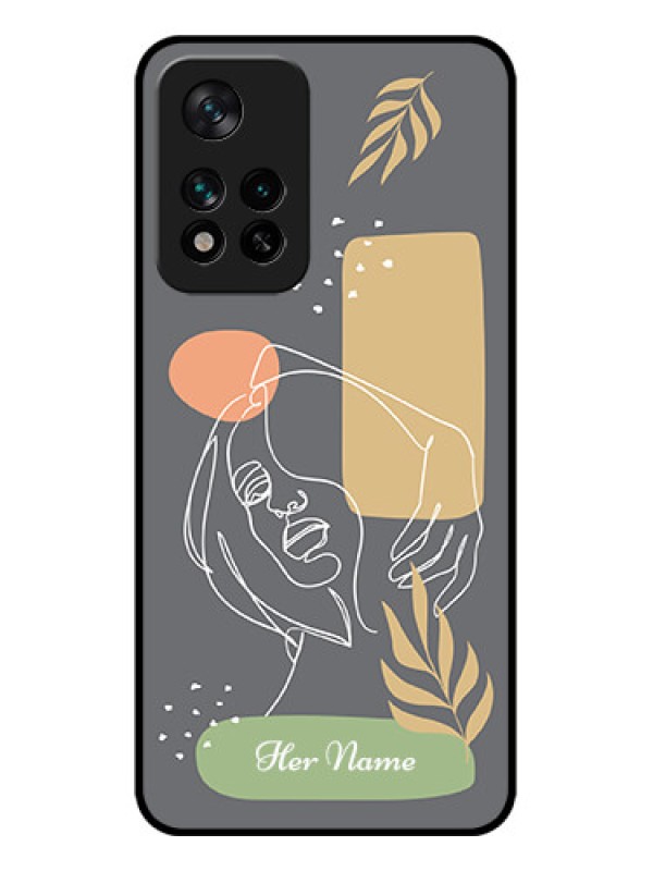 Custom Xiaomi 11i Hypercharge 5G Custom Metal Phone Case - Gazing Woman Line Art Design
