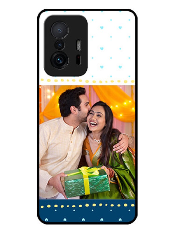 Custom Xiaomi 11T Pro 5G Custom Metal Phone CaseWhite And Blue Abstract Design