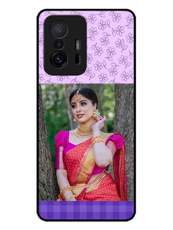 Custom Xiaomi 11T Pro 5G Custom Metal Phone CasePurple Floral Design