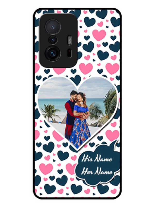 Custom Xiaomi 11T Pro 5G Custom Metal Phone CasePink and Blue Heart Design