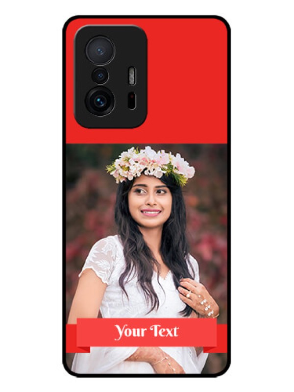 Custom Xiaomi 11T Pro 5G Custom Metal Phone CaseSimple Red Color Design