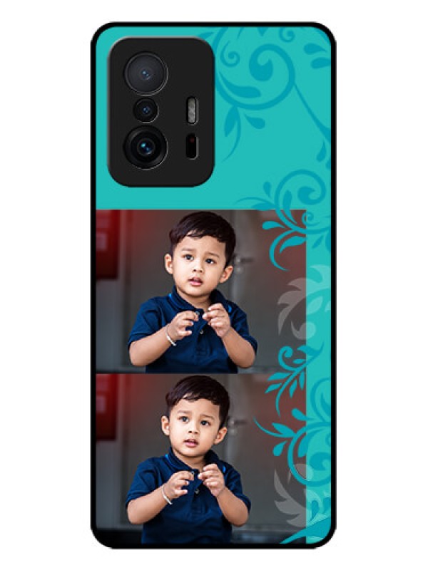 Custom Xiaomi 11T Pro 5G Custom Metal Phone CaseWith Photo And Green Floral Design