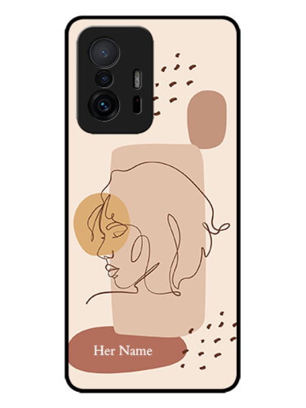 Custom Xiaomi 11T Pro 5G Custom Metal Phone CaseCalm Woman Line Art Design