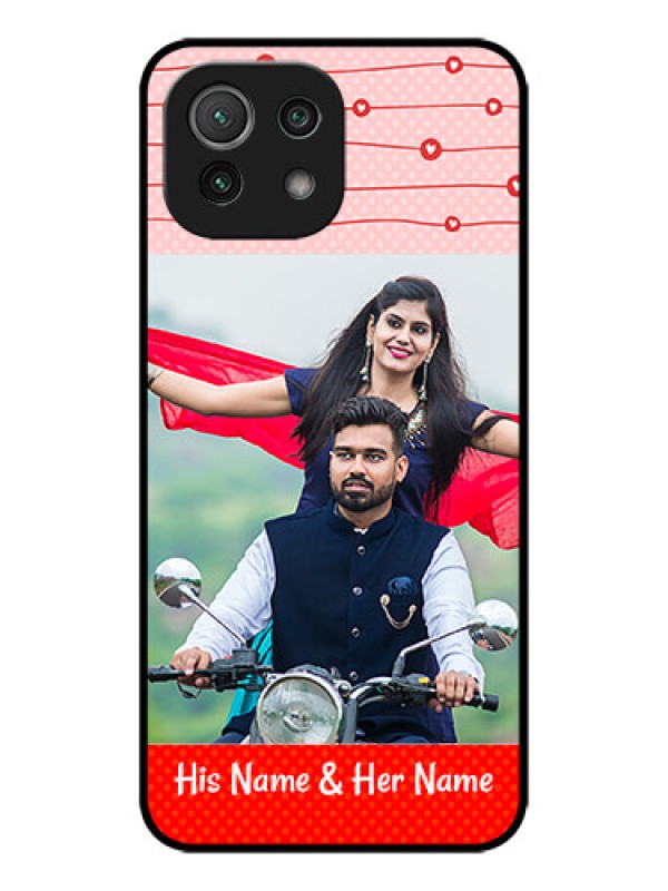 Custom Xiaomi Mi 11 Lite NE 5G Custom Metal Phone Case - Red Pattern Case Design