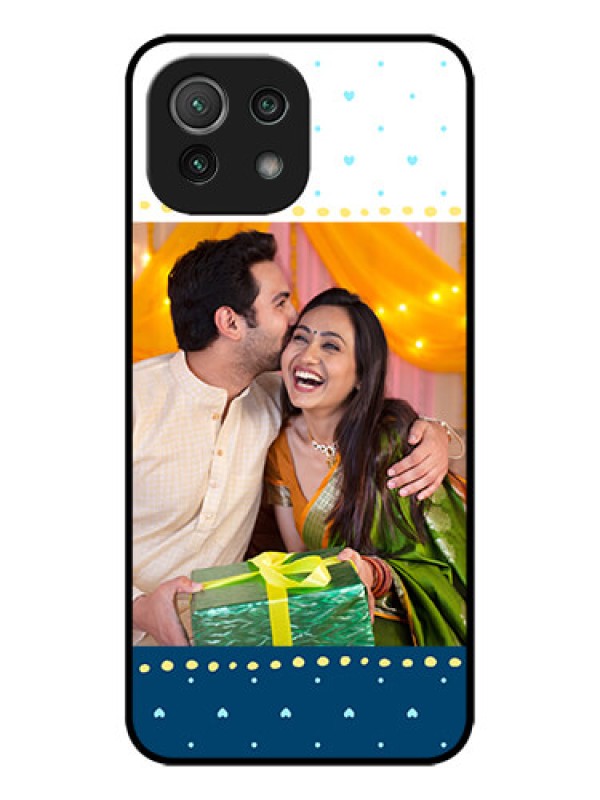 Custom Xiaomi Mi 11 Lite NE 5G Custom Metal Phone Case - White And Blue Abstract Design