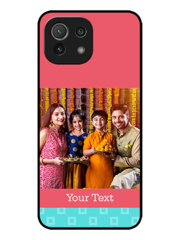 Custom Xiaomi Mi 11 Lite NE 5G Custom Metal Phone Case - Peach and Blue Color Design