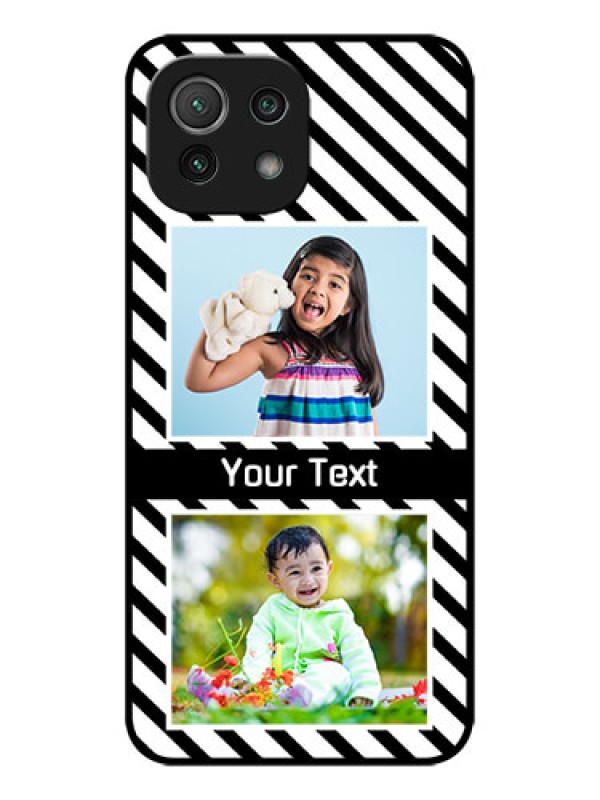 Custom Xiaomi Mi 11 Lite NE 5G Custom Metal Phone Case - Black And White Stripes Design