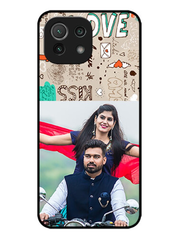 Custom Xiaomi Mi 11 Lite NE 5G Custom Metal Phone Case - Love Doodle Pattern