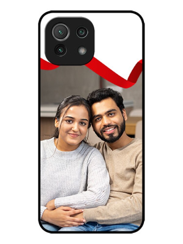 Custom Xiaomi Mi 11 Lite NE 5G Custom Metal Phone Case - Red Ribbon Frame Design