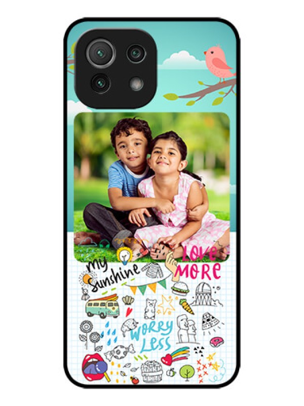 Custom Xiaomi Mi 11 Lite NE 5G Custom Metal Phone Case - Doodle Love Design