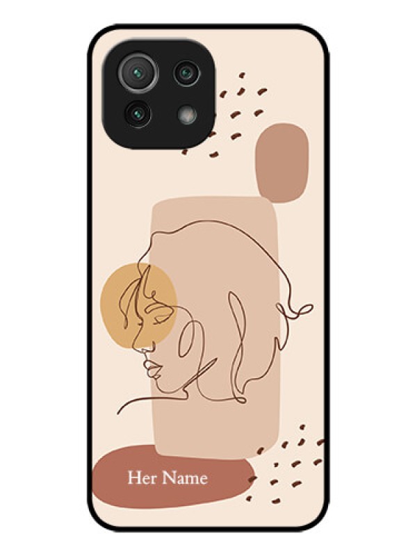 Custom Xiaomi Mi 11 Lite NE 5G Custom Metal Phone Case - Calm Woman Line Art Design
