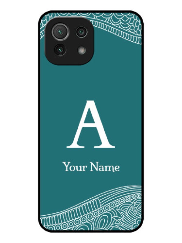 Custom Xiaomi Mi 11 Lite NE 5G Custom Metal Phone Case - Line Art Pattern With Custom Name Design