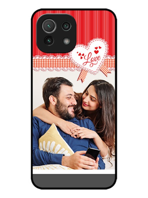 Custom Xiaomi Mi 11 Lite Custom Metal Phone CaseRed Love Pattern Design