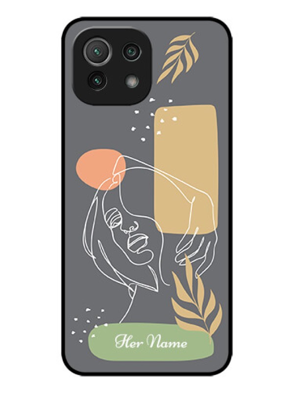 Custom Xiaomi Mi 11 Lite Custom Metal Phone CaseGazing Woman Line Art Design