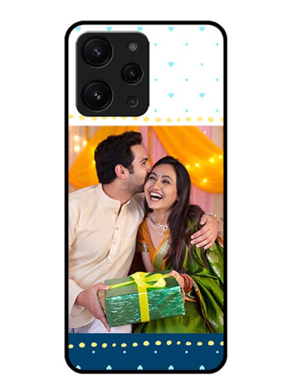 Custom Redmi 12 4G Custom Metal Phone CaseWhite And Blue Abstract Design