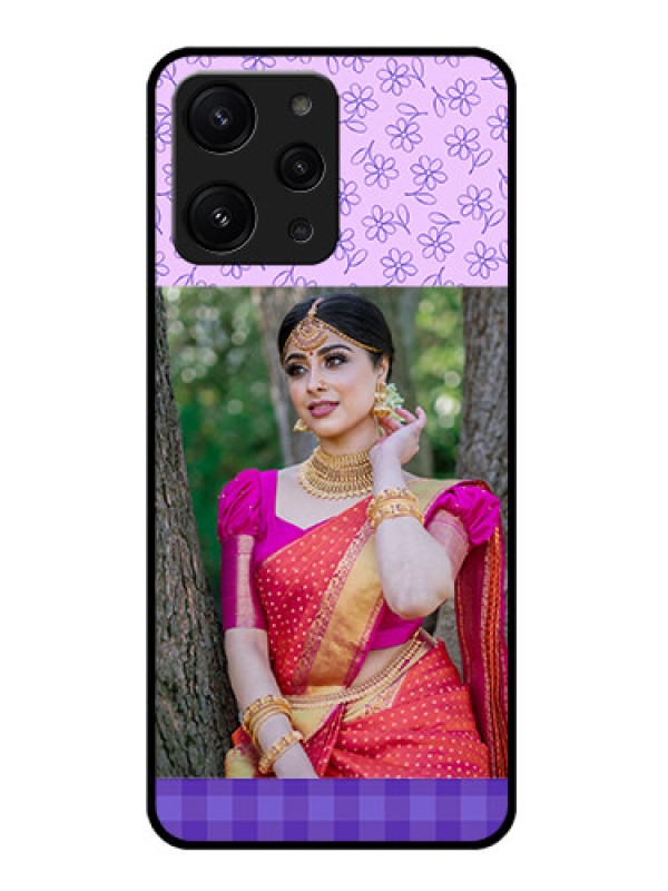 Custom Redmi 12 4G Custom Metal Phone CasePurple Floral Design