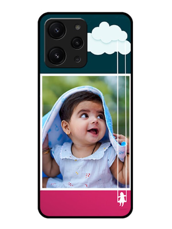 Custom Redmi 12 4G Custom Metal Phone CaseCute Girl With Cloud Design