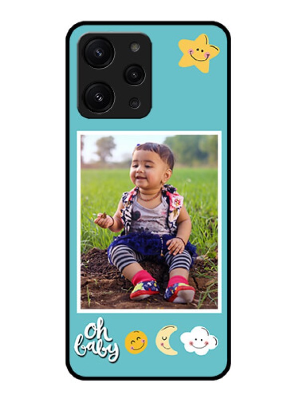 Custom Redmi 12 4G Custom Metal Phone CaseSmiley Kids Stars Design