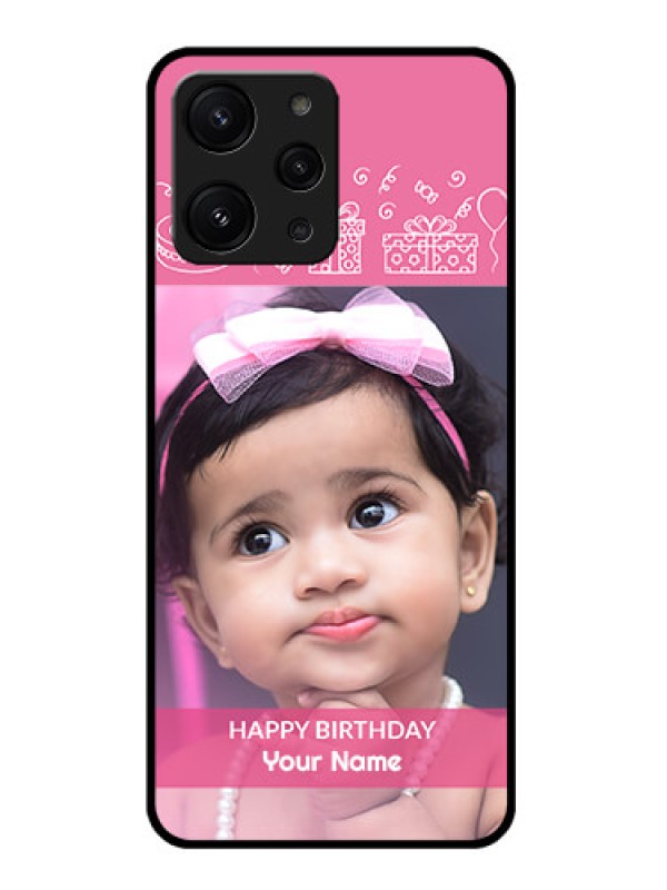 Custom Redmi 12 4G Custom Metal Phone CaseWith Birthday Line Art Design