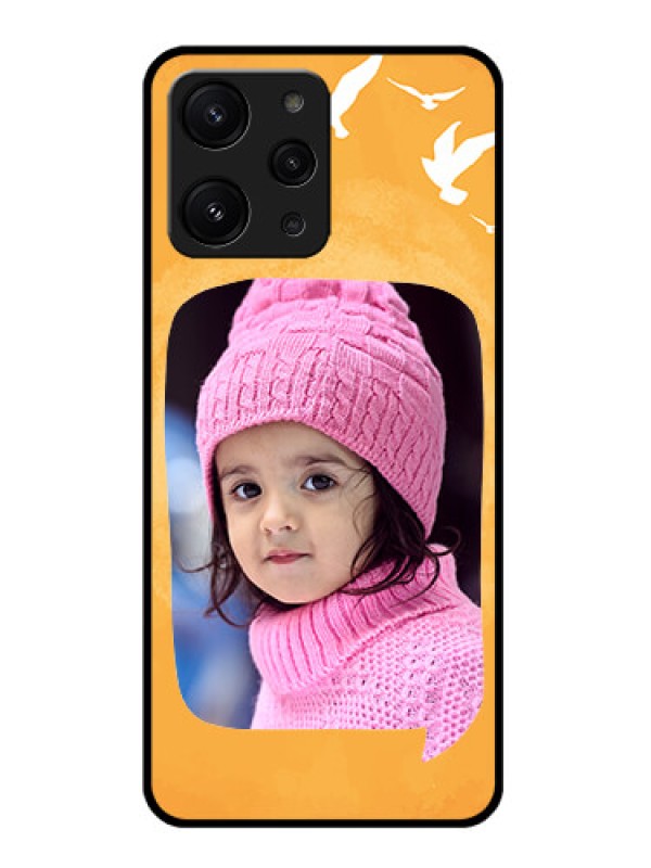 Custom Redmi 12 4G Custom Metal Phone CaseWater Color Design With Bird Icons