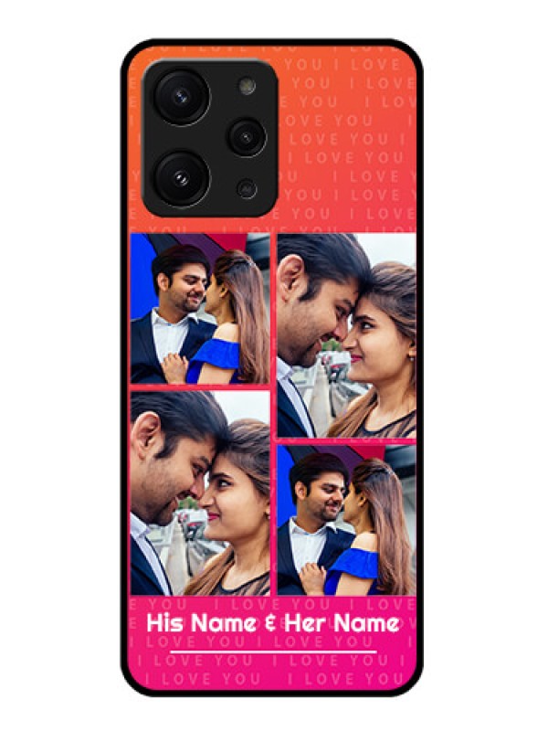 Custom Redmi 12 4G Custom Metal Phone CaseI Love You Pink Design