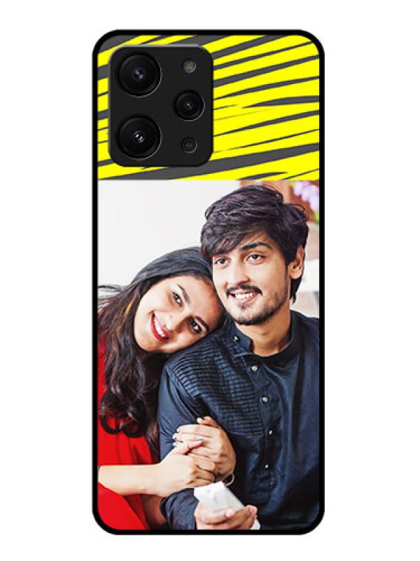 Custom Redmi 12 4G Custom Metal Phone CaseYellow Abstract Design