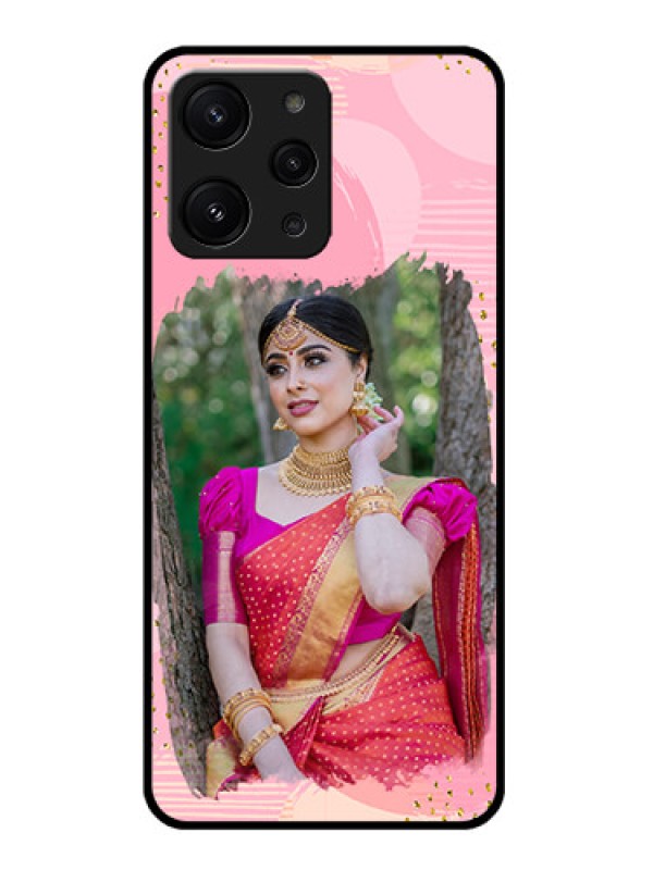 Custom Redmi 12 4G Custom Metal Phone CaseGold Glitter Splash Design