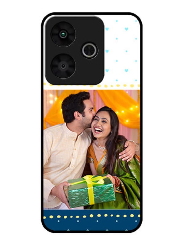 Custom Redmi 13 5G Custom Metal Phone Case - White And Blue Abstract Design