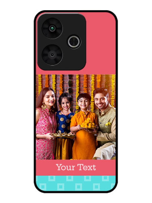 Custom Redmi 13 5G Custom Metal Phone Case - Peach and Blue Color Design