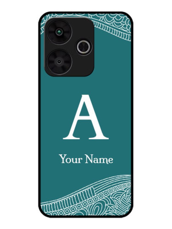 Custom Redmi 13 5G Custom Metal Phone Case - Line Art Pattern With Custom Name Design