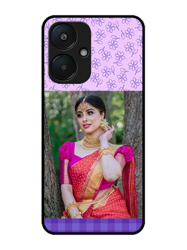 Custom Redmi 13C 5G Custom Metal Phone Case - Purple Floral Design
