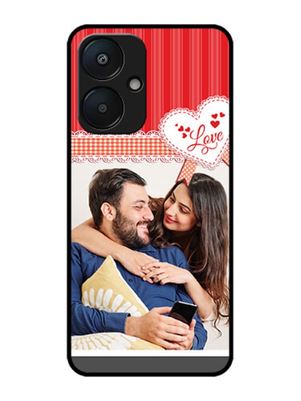 Custom Redmi 13C 5G Custom Metal Phone Case - Red Love Pattern Design